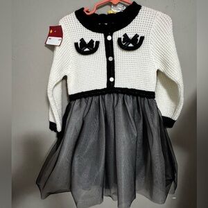 Charming Black and White Kids Dress